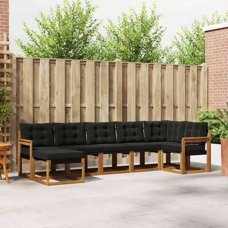 vidaXL Outdoor-Sofagarnitur mit Kissen 7 pcs Natürlich und Schwarz (1/5)