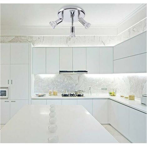 Plafonnier 3 Spots Orientables Salle de Bain 9W, LED Angle Réglable Éclairage pour Chambre Salon Cuisine Couloir, (1/3)