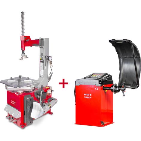Mw Tools – Pack démonte-pneu 3x400V et équilibreuse de roues 230V – Pour pneus de 10 à 24'' – Affichage numérique à LED – Équilibrage statique et dynamique