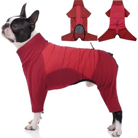 Cappotto rosso per cani, circonferenza torace 50-58 cm, taglia S, antivento, impermeabile, spesso e imbottito di cotone, collo alto. (1/5)
