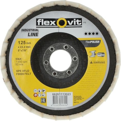Disque à lamelles INDUSTRIAL LINE FLEXPOLISH - Ø 125 mm - Grain 6 (ultra fin) - FLEXOVIT