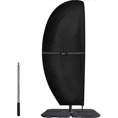 Housse de parasol facile à utiliser, housse de parasol latéral, housse de parasol déportée, compatible avec les parasols à structure banane de 7,5 à 11,5 pieds, noire. (1/5)