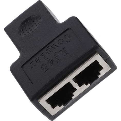 Adaptateur répartiteur RJ45 1 à 2 Prises Ethernet en PC Noir, Accessoires Ethernet pour Maison, répartit Un câble Unique en Deux connexions RJ45 (1/5)