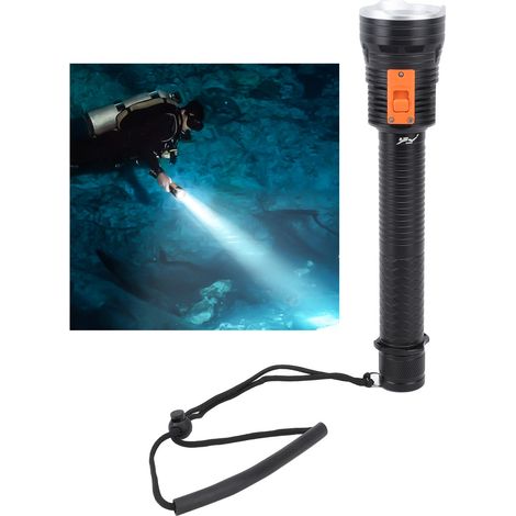 Lampe torche de plongée extérieure étanche IPX8 haute puissance, lampe torche de plongée professionnelle 10000LM, profondeur sous-marine 100 mètres. (1/5)