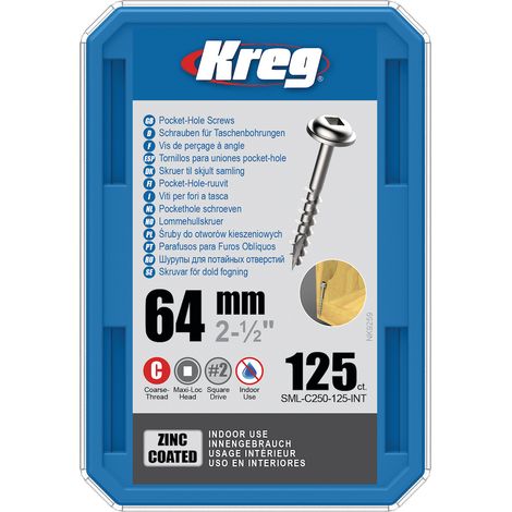 Taschenlochschraube 64 mm Zinkbeschichtet Maxi-Loc, Dickichtgewinde, 125 - KREG - SML-C250-125-INT