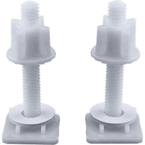 Lot de 2 vis de réparation de couvercle de toilette en plastique blanc 28 mm - Écrous rectangulaires - Accessoires de réparation pour la maison et la salle de bain (1/5)