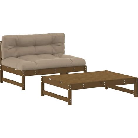 Maison Exclusive - Set Divani da Giardino 2 pz con Cuscini in Legno Massello ambra (1/5)
