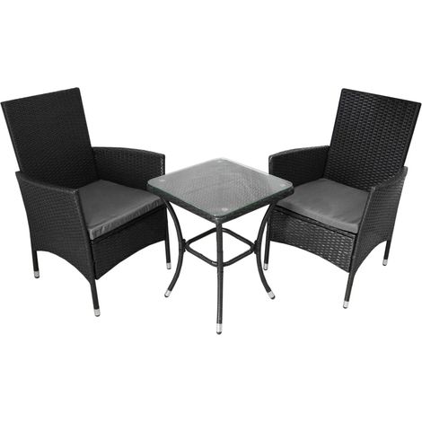 Jardí Rattan Bistro Set Black