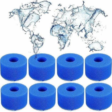 Packung mit 8 Schaumstofffiltern vom Typ S1, wiederverwendbar, für Intex S1-Schwimmbecken, für Schwimmbecken, Aquarien und Whirlpools. (1/5)