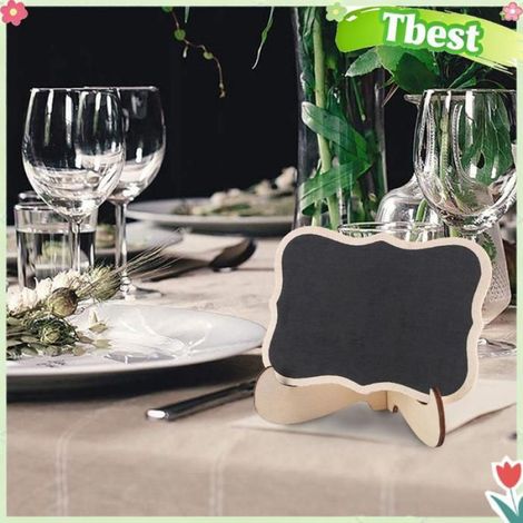 Tbest Tableau noir en bois Carte de Craie, 10pcs en Bois Noir Plafonnement Minimage des Panneaux de Tableau Petit point murale (1/4)