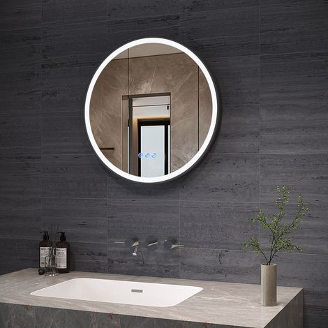 60 cm RUND Badspiege mit Beleuchtung Wandspiegel LED Badezimmerspiegel Touch Beschlagfrei (1/5)