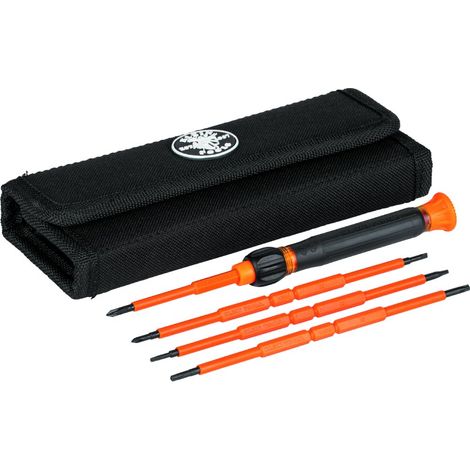 Jeu tournevis de précision isolés 8-en-1 avec étui Isolation 1000 V Embouts interchangeables Poignée Cushion-Grip Couteaux usinés (1/5)