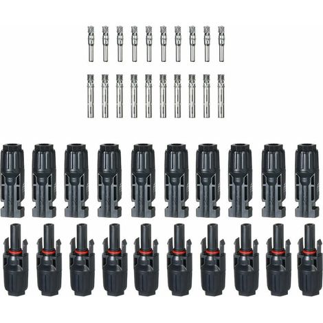Connecteur Mc4 - Mâle Et Femelle - Ip67 - 1000 V Dc - 30 A - Pour Installation Photovoltaïque - 10 Paires (1/5)