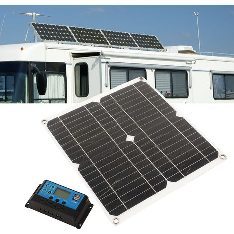 Wasserdichtes 20-W-Monokristallin-Solarladegerät mit adaptivem 10-A- oder 30-A-Laderegler, 12 V/24 V, für Autos, Boote, Anhänger und Wohnmobile (Batterie nicht im Lieferumfang enthalten). 10-A-Regler. (1/5)