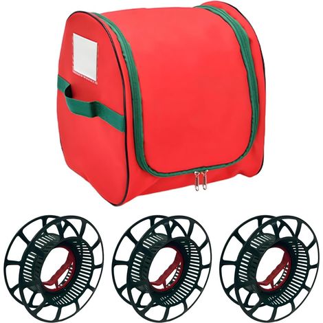 Rangement pour Guirlandes Lumineuses de Noël,Organisateur avec 3 Bobines pour Guirlandes - Sac de Rangement à Poignées pour Maison Salon Événement Garage Voyage Sous-sol (1/5)