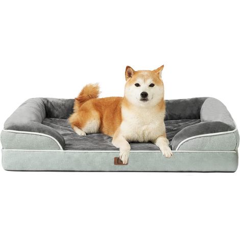 Hundebett Memoryfoam L 91 x B 68 x H 17 cm Gr&xE4uliches Gr&xFCn (1/5)