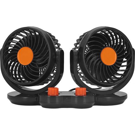Ventilateur de voiture rotatif 360°, mini double ventilateur silencieux avec prise allume-cigare 24V (1/5)