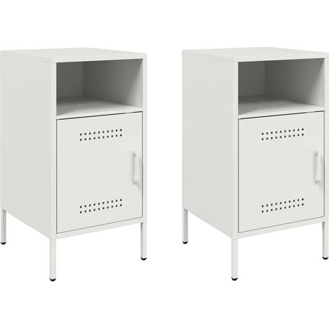 Maison Exclusive - Nachttische 2 Stk. Weiß 36x39x68 cm Stahl