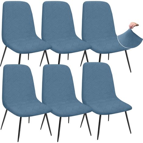 Set of 6 thick elastic jacquard chair covers - For hotels, banquets, weddings, parties - Azure blue (1/5)