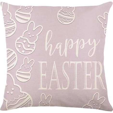 Taie D Oreiller De Printemps - Motif Lapin Et Fleurs - 45 X 45 Cm - Fermeture Zippée - Sans Coussin - 1 Piece (1/5)