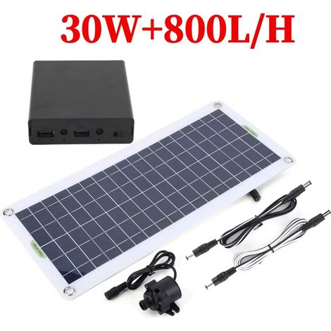Kit de pompe à eau solaire sans balais 12 V CC (30 W) 50 W/30 W/5 W, silencieux, pour piscine, fontaine extérieure noire, bassin, étang ou bain d'oiseaux (1/5)