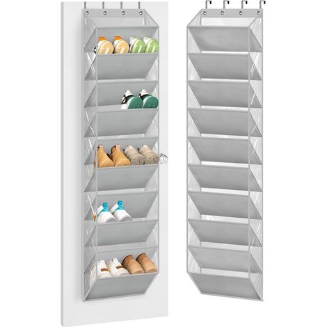 Organisateur de chaussures suspendu – 10 étagères – 20 paires – Gris – Gain de place (1/5)