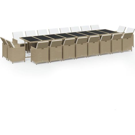 Maison Exclusive - 21-tlg. Garten-Essgruppe mit Kissen Poly Ratta