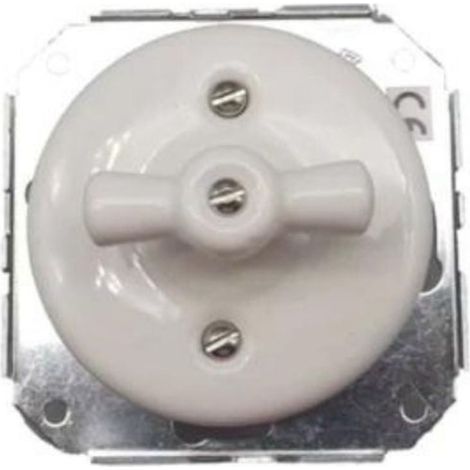 Interruptor Conmutador Vintage de Porcelana Blanca  Empotrar y Estilo Retro