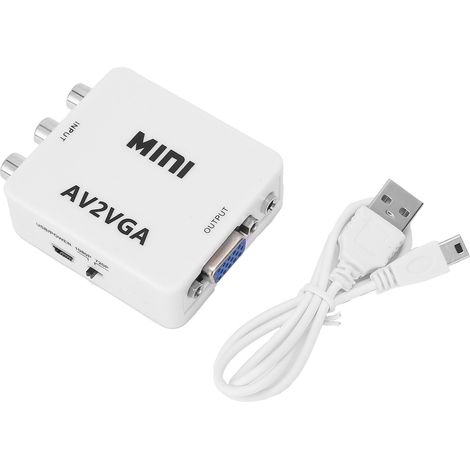 Mini convertisseur vidéo 1080p AV vers VGA, adaptateur vidéo ordinateur vers téléviseur avec câble de données (1/4)