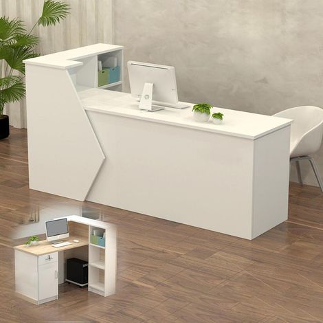 Empfangstheke mit Stauraum, 100-300 cm, für Büro, Praxis, Salon, Laden (1/5)