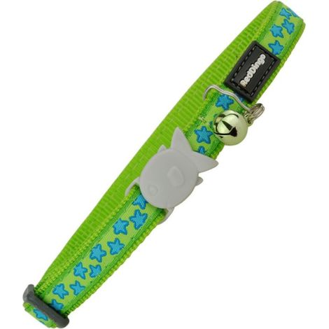 Collier pour chat Red Dingo Style Vert Etoiles (1,2 x 20-32 cm)