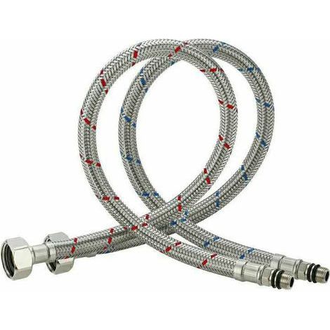 Tuyau de Raccordement Flexible Robinet en Acier Inoxydable pour Eau Chaude et Froide Mitigeur Robinet de Evier Cuisine 60cm (1/4)