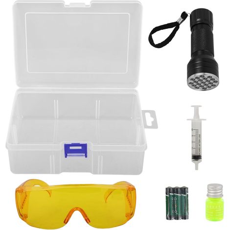Car Air Conditioning Leak Detection Kit: Protective Glasses, UV Flashlight, and Plastic Refrigerant Leak Testing Tools, for Holidays and Car Air Conditioning (1/5)