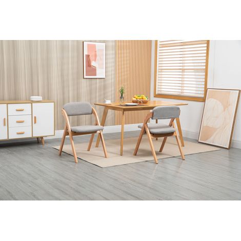 Lot de 2 chaises pliantes HOMEFUN, assises rembourrées, empilables en bois, housses déhoussables grises, idéales pour invités, cuisine, bureau, mariage, fête ou pique-nique (1/4)