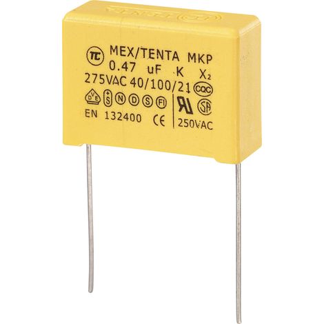 TRU COMPONENTS MKP-X2 1 St. MKP-X2-Funkentstör-Kondensator radial bedrahtet  0.47 µF 275 V/AC 10 % 2