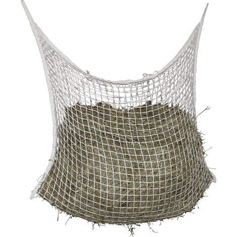 Filet à foin en maille pour cheval moyen, 3 x 3 cm, 120 x 90 cm, blanc (1/5)