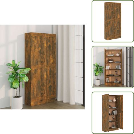 Bücherschrank Räuchereiche 82,5x30,5x185,5 cm Holzwerkstoff - Bücherregal - Regal - Holzmöbel - Holzschrank - Wohnzimmer Dekoration (1/5)