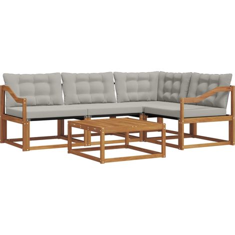 Outdoor Sofa Set with Cushion 5 pcs Natural and Light Grey vidaXL