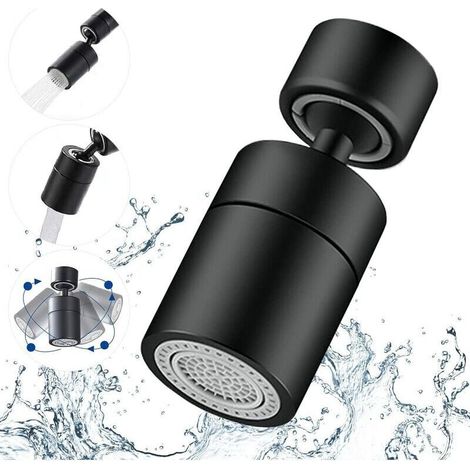 Aireador de grifo giratorio de 360 grados, 2 modos ajustables, filtro burbujeante para cocina y baño, con adaptador de rosca externa de 24 mm y rosca interna de 22 mm (bronce aceitado negro). (1/4)