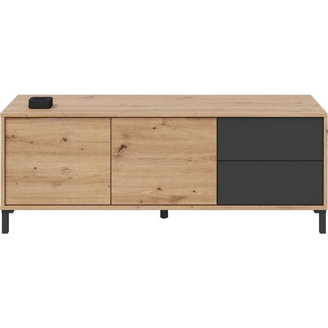 Mueble TV 2 puertas 2 cajones Brooklyn Roble Gris (1/3)
