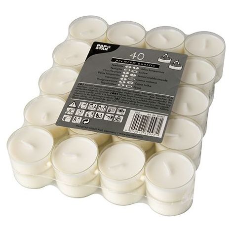 PAPSTAR 82097 BOUGIE EN CIRE ROND BLANC 40 PIÈCE(S)