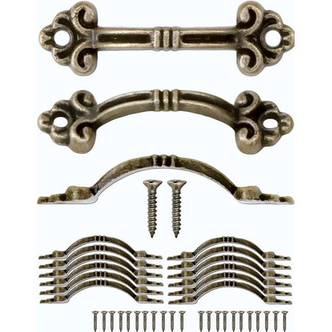 Mini Antique Cabinet Handles for Boxes, Small Drawers, Chest, Vintage Antique Bronze 4.8 x 1.5 cm