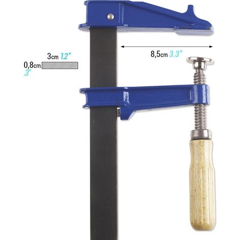 Schraubzwinge mit Holzgriff Modell EM, Spannweite 20 cm (1/3)