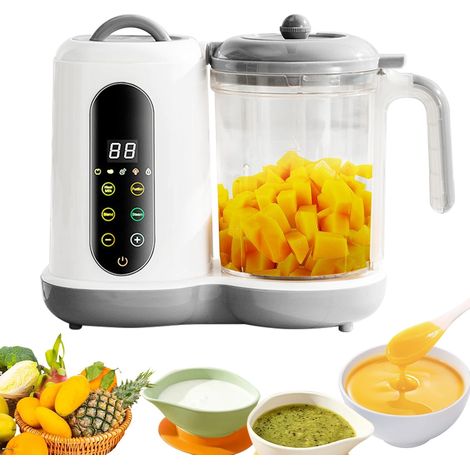 Robot culinaire pour bébé, cuiseur vapeur, cuiseur à bouillie pour bébé, cuisson vapeur pour bébé, 400 ml, 4 programmes de cuisson prédéfinis, cuisson automatique, autonettoyant
