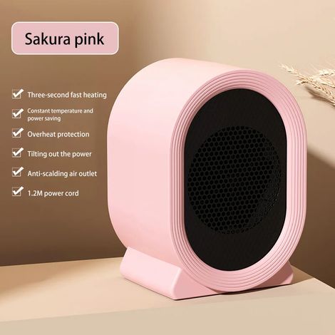 Chauffage électrique sur pied (rose), petit chauffage électrique pour la maison et la chambre, silencieux, inclinable et arrêt automatique (1/5)