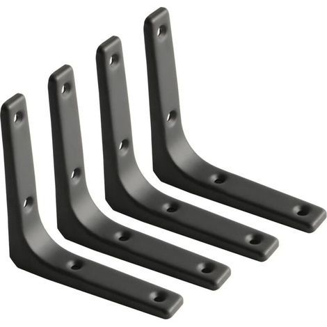 4pcs Équerre Étagère Murale, Équerre Métal Mat Noir, Support Étagère Métal pour Déco Cusine, Équerre Charge Lourde, 100mm100mm-Étagère murale (1/5)