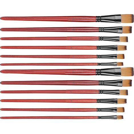 12 pinceaux en nylon bicolores (brun) pour aquarelle, acrylique et gouache - Outils de peinture pour artistes (1/5)