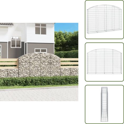 Panier de gabions arqué 200x30x120/140 cm Fer galvanisé - Paniers De Gabions - Mur De Gabions - Clôture Végétale - Décoration Jardin - Barrieres Jardin (1/5)