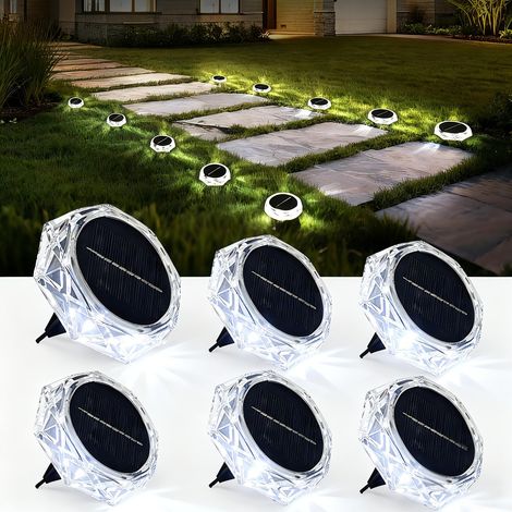 Lot 6 Lampe Solaire Sol 8 LED Lumiere Solaire Jardin Lumière Solaire IP65 Étanche Longue Durée Vie Spot (1/5)