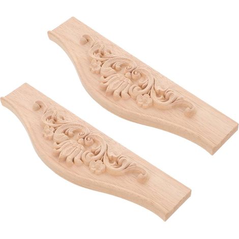 Beige dekorative Wandleuchten aus europäisch geschnitztem Holz, 2 Stück (1/5)